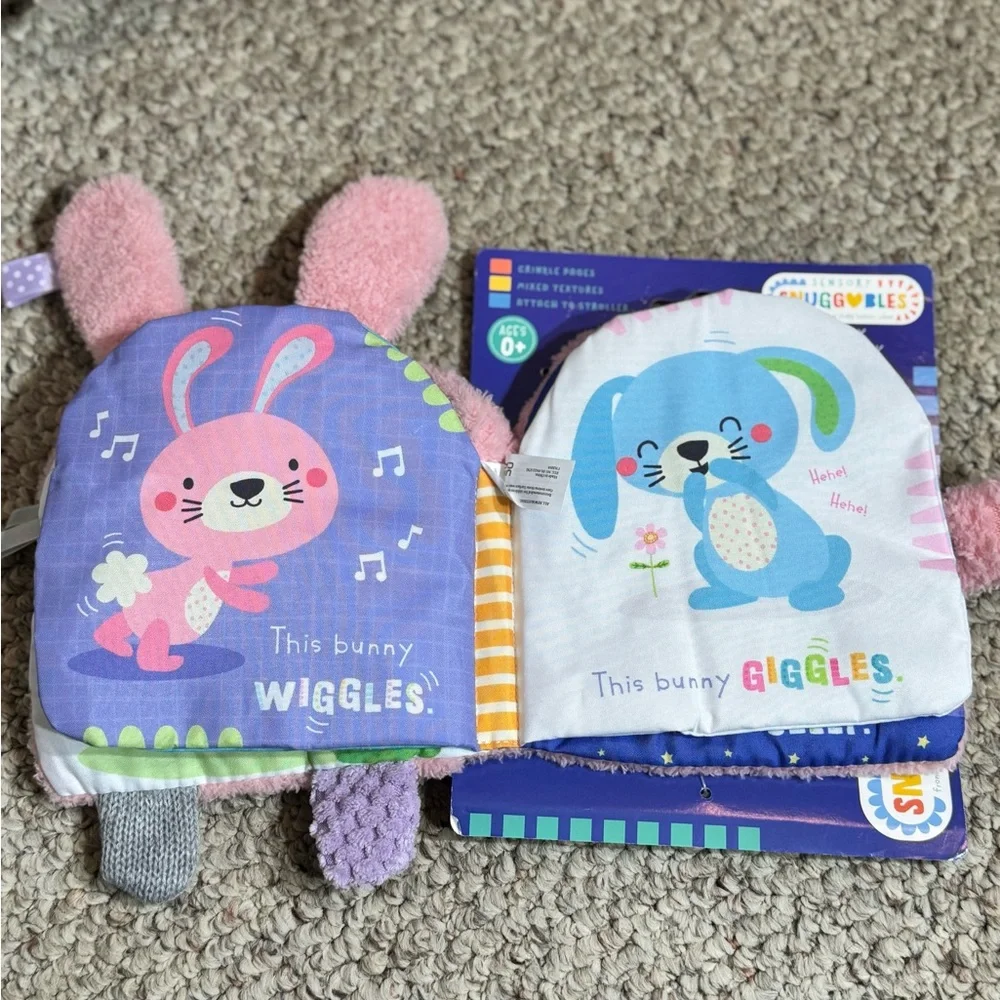 NWT Sensory Snuggables Pink Plush Bunny Soft Cover Books for Infants 0+ Months - Picture 3 of 5